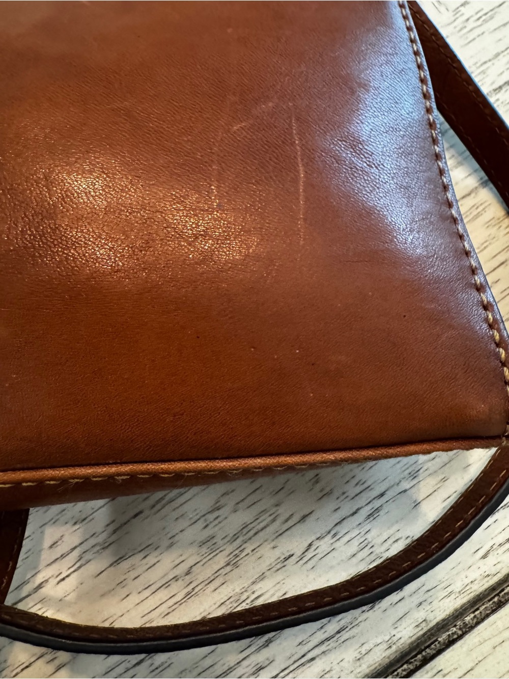 Frye Lucy Cognac Leather Crossbody Organizer Bag - Picture 14 of 16